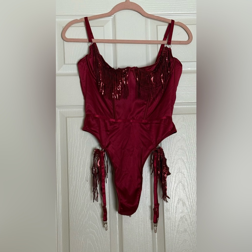 Forplay Burgundy Sequin One Piece